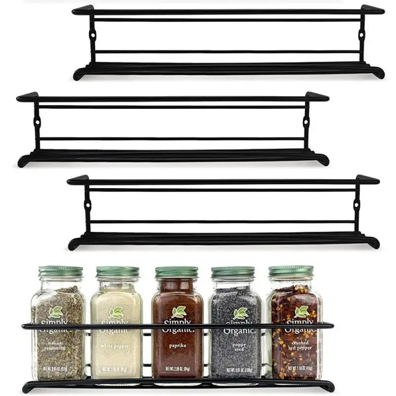 Kitchen Rack Organizer Spices Rack Multipurpose Punch-free Kitchen Accessories Set Metal Storage Rack Wall-mounted Drain Rack