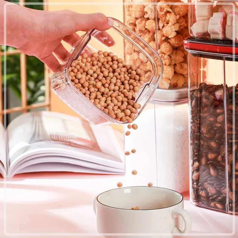 Food Storage Containers Kitchen Storage Organization Box Transparent Jars for PET Food Box Lid