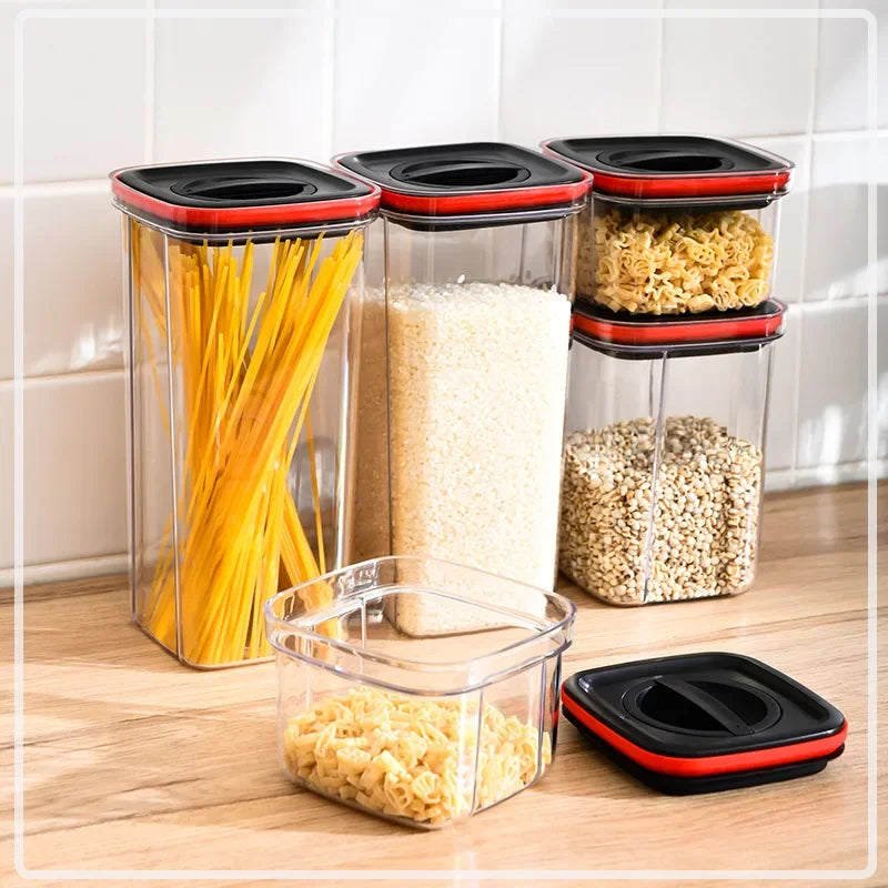 Food Storage Containers Kitchen Storage Organization Box Transparent Jars for PET Food Box Lid