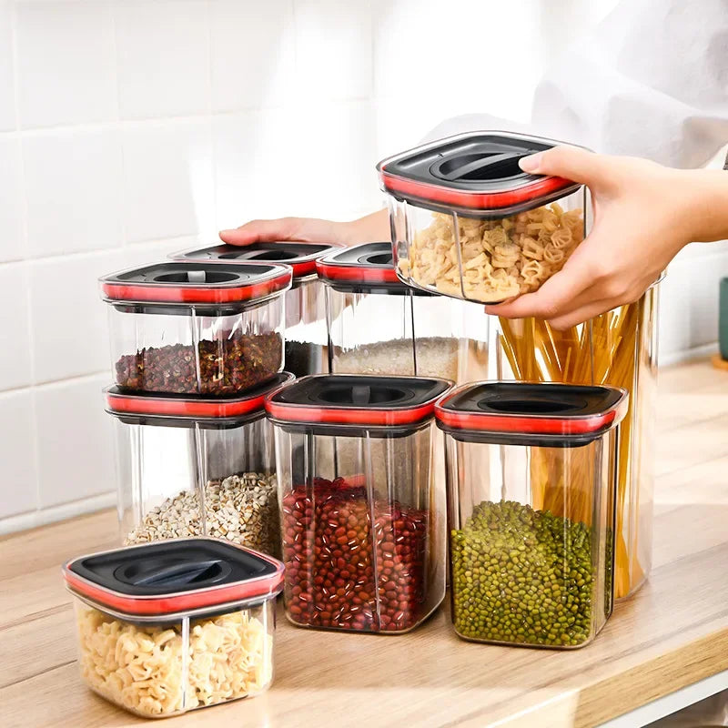 Food Storage Containers Kitchen Storage Organization Box Transparent Jars for PET Food Box Lid