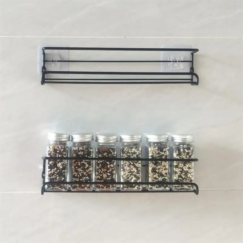 Kitchen Rack Organizer Spices Rack Multipurpose Punch-free Kitchen Accessories Set Metal Storage Rack Wall-mounted Drain Rack