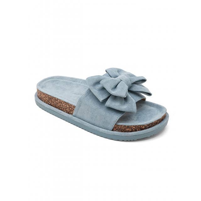 No Doubt Shoes - Women's Faux Suede Bow Platform Slide Sandals