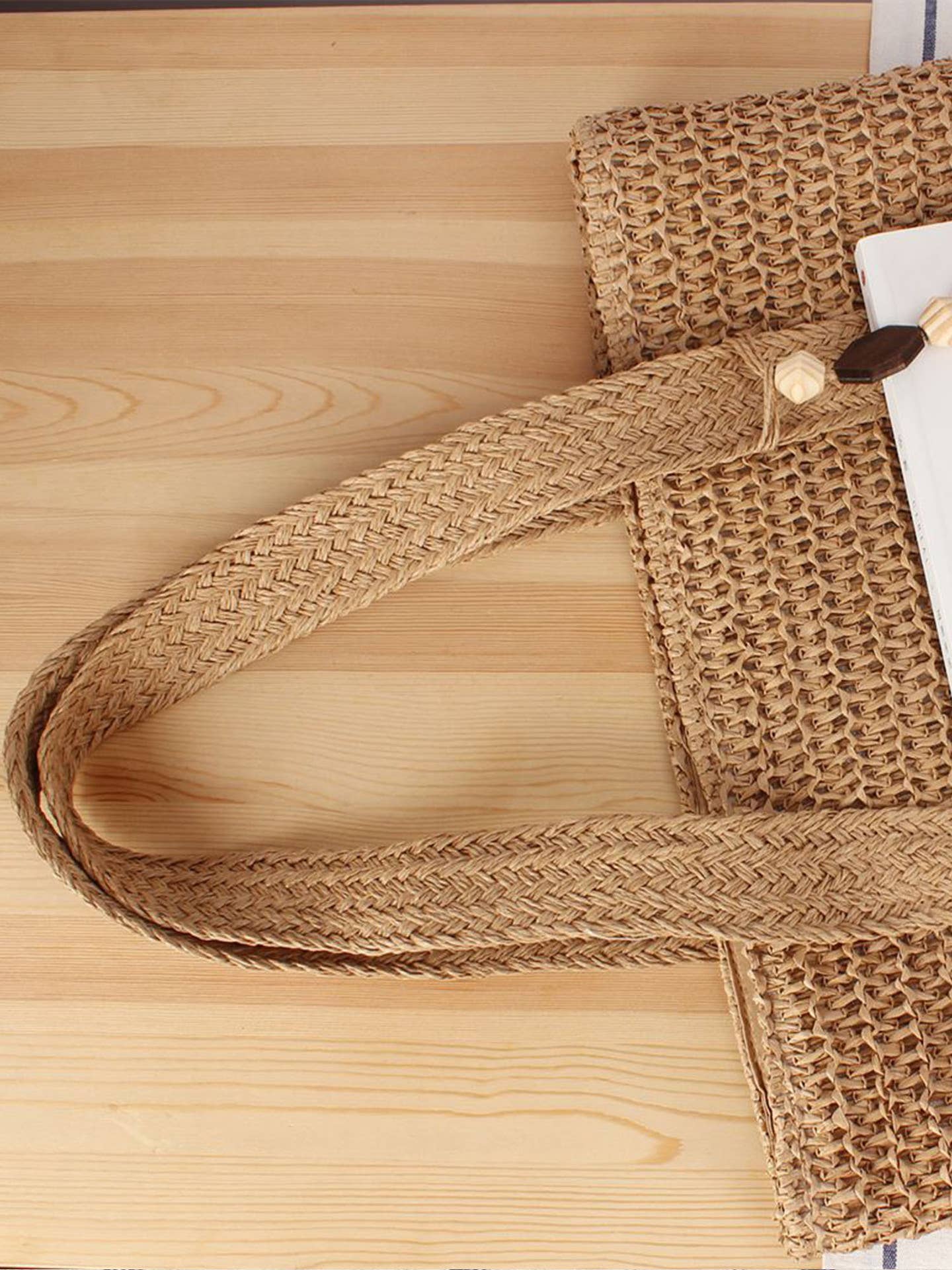 Large Paper Straw Tote Bag | Summer Beach Shoulder Bag