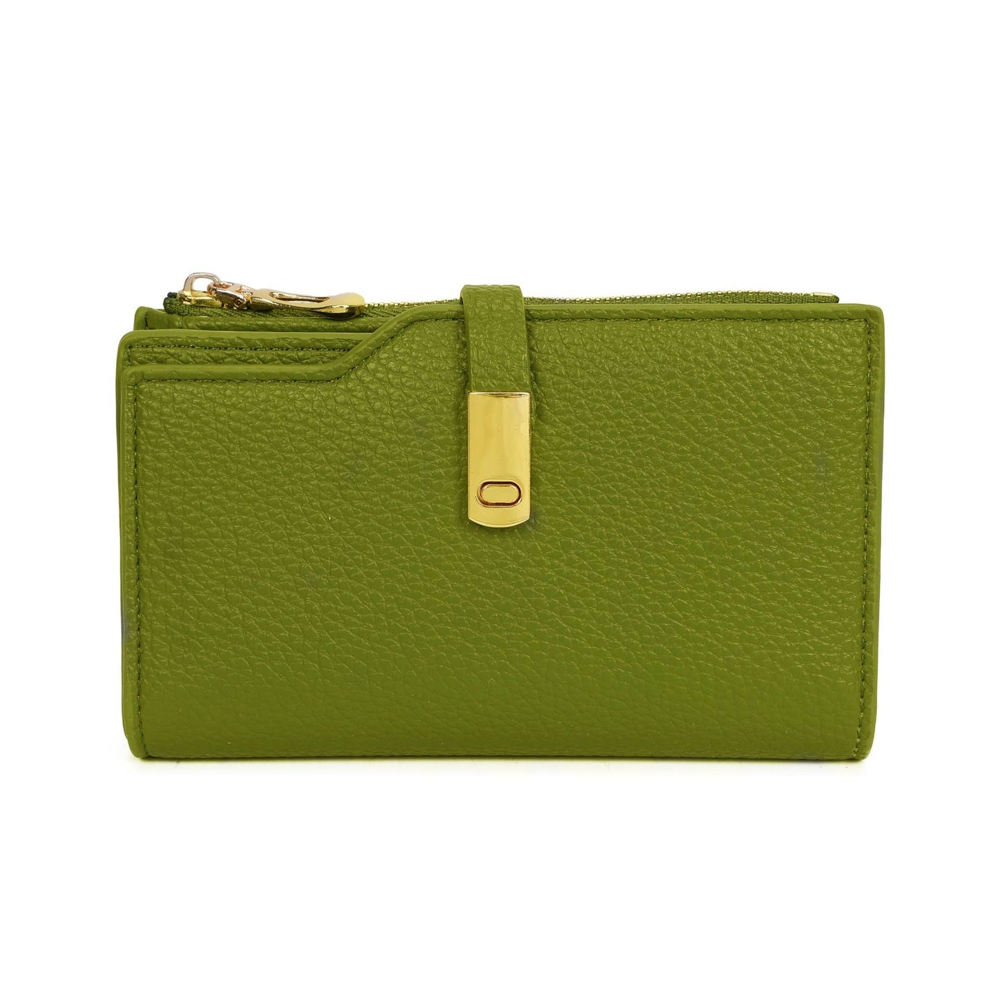 RFID Folded Bifold Wallet with Card Slots, Zip Pocket & Photo ID Windows