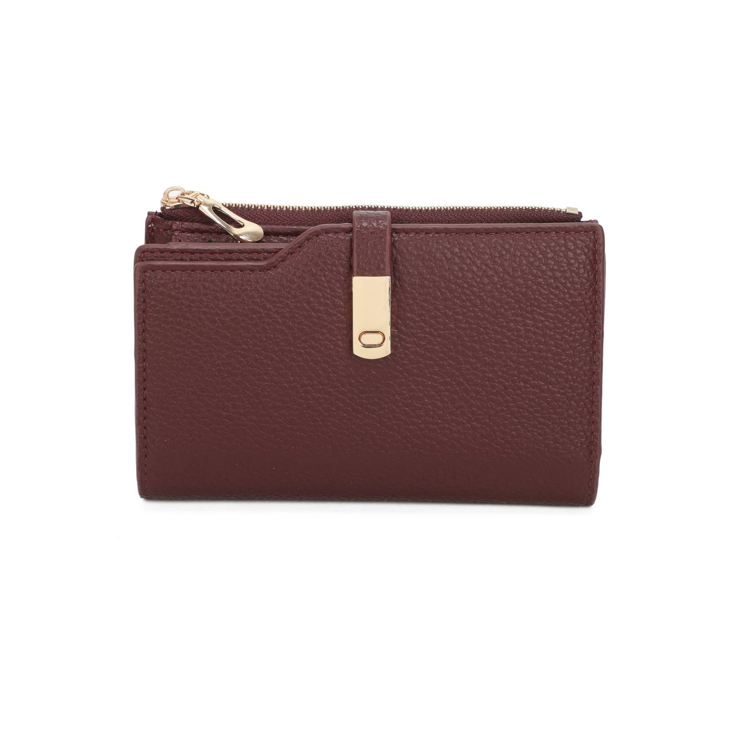 RFID Folded Bifold Wallet with Card Slots, Zip Pocket & Photo ID Windows