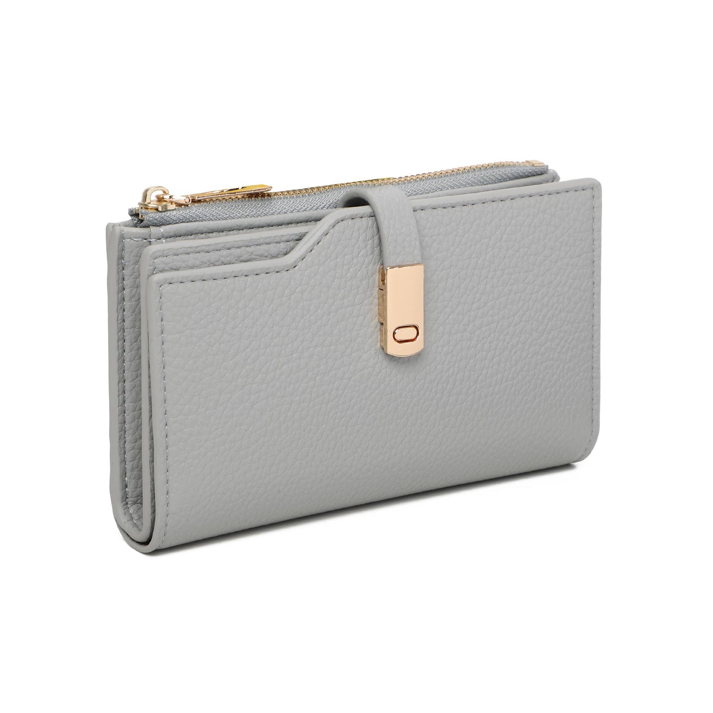 RFID Folded Bifold Wallet with Card Slots, Zip Pocket & Photo ID Windows