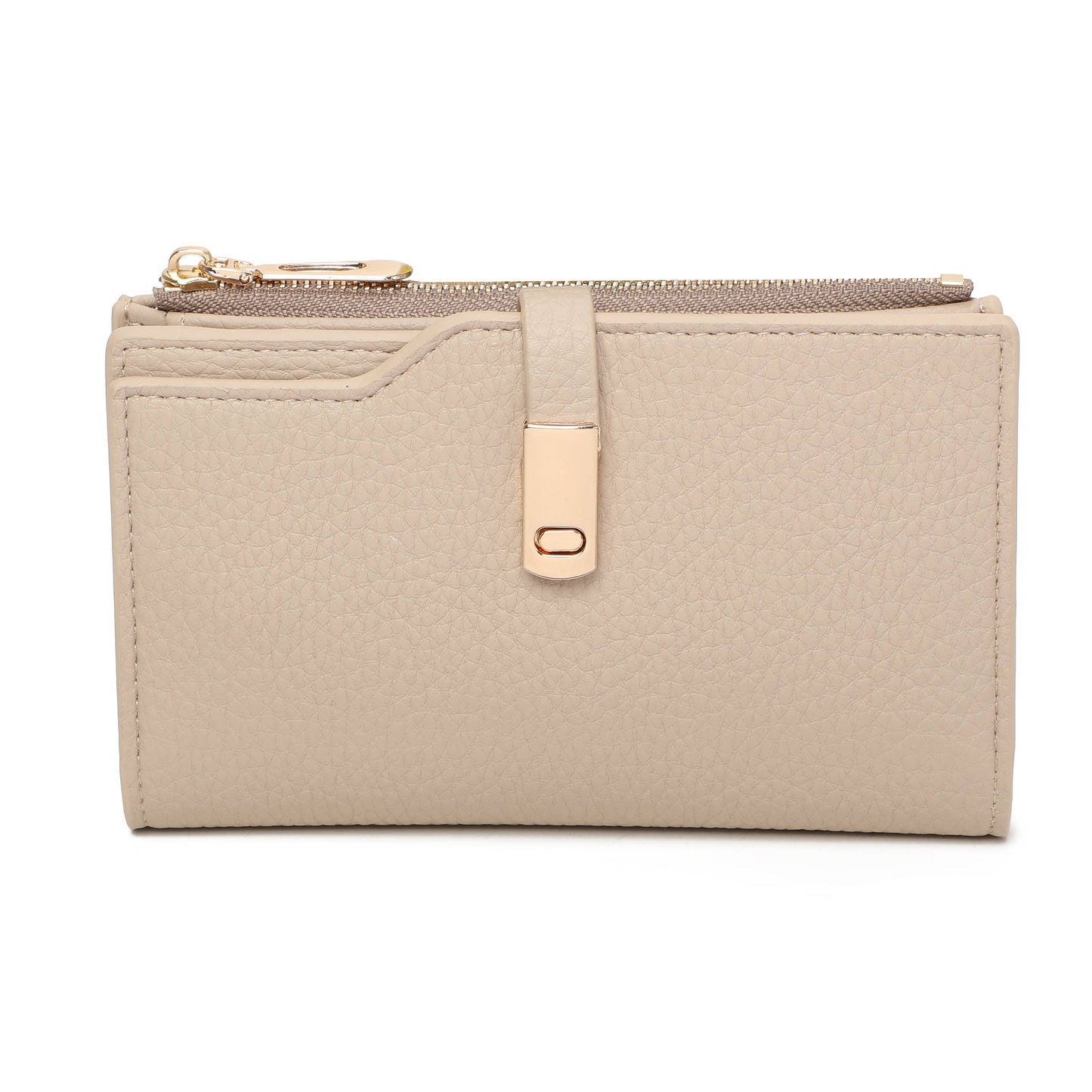 RFID Folded Bifold Wallet with Card Slots, Zip Pocket & Photo ID Windows