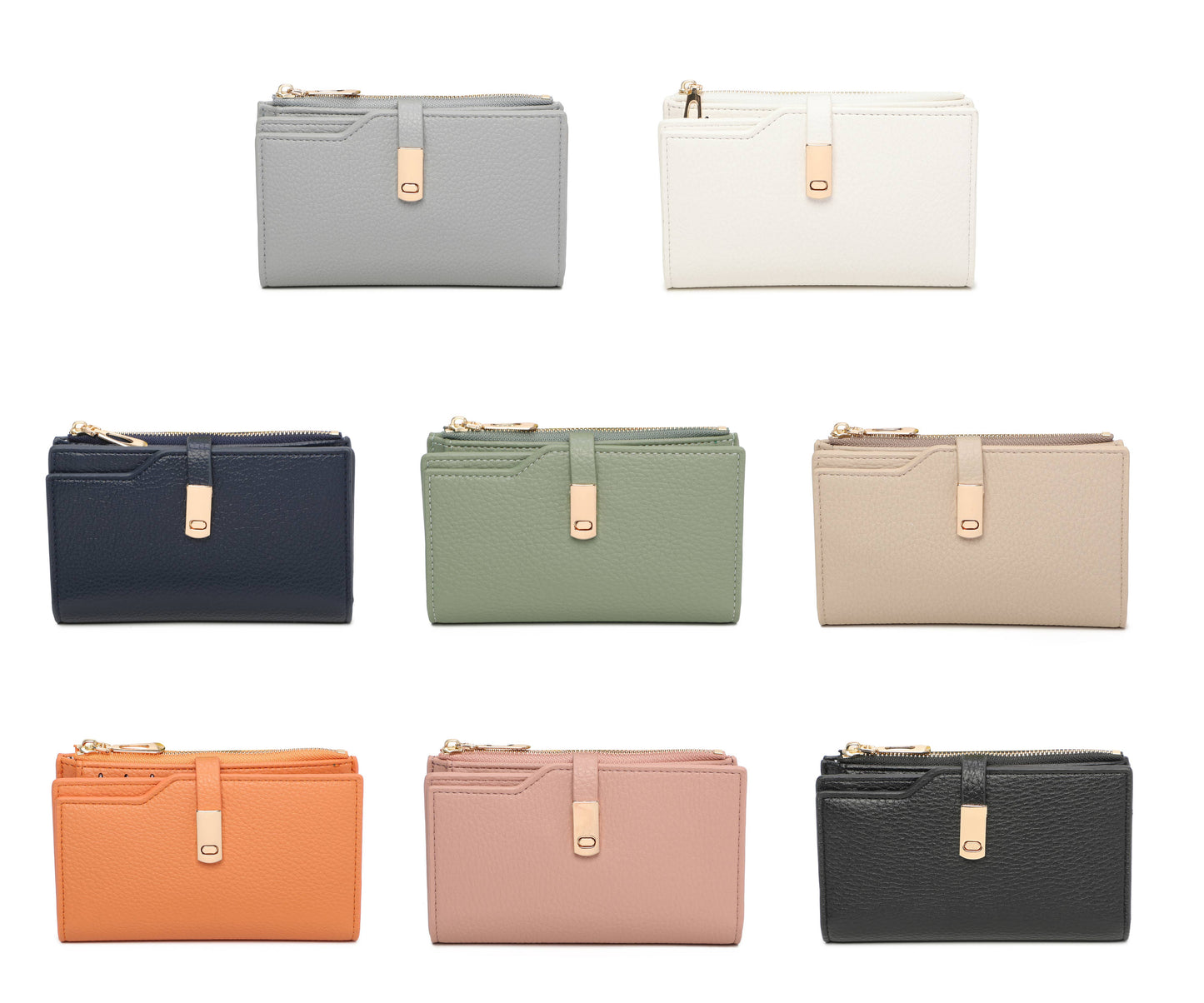 RFID Folded Bifold Wallet with Card Slots, Zip Pocket & Photo ID Windows