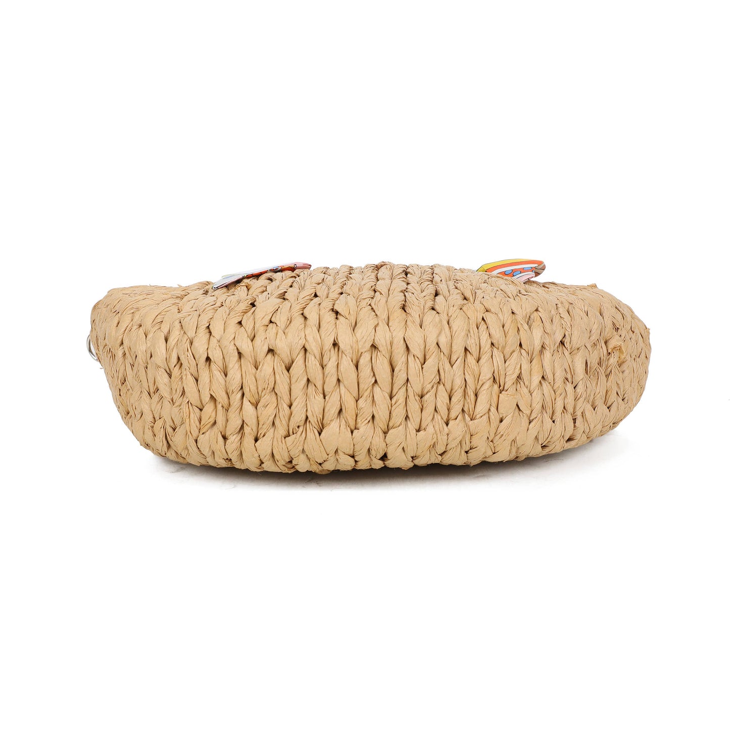Scarf Grab Bag Woven Straw Effect Shoulder Crossbody Bag Zip Top
