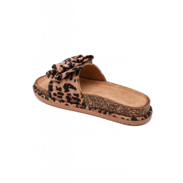 No Doubt Shoes - Women's Faux Suede Bow Platform Slide Sandals