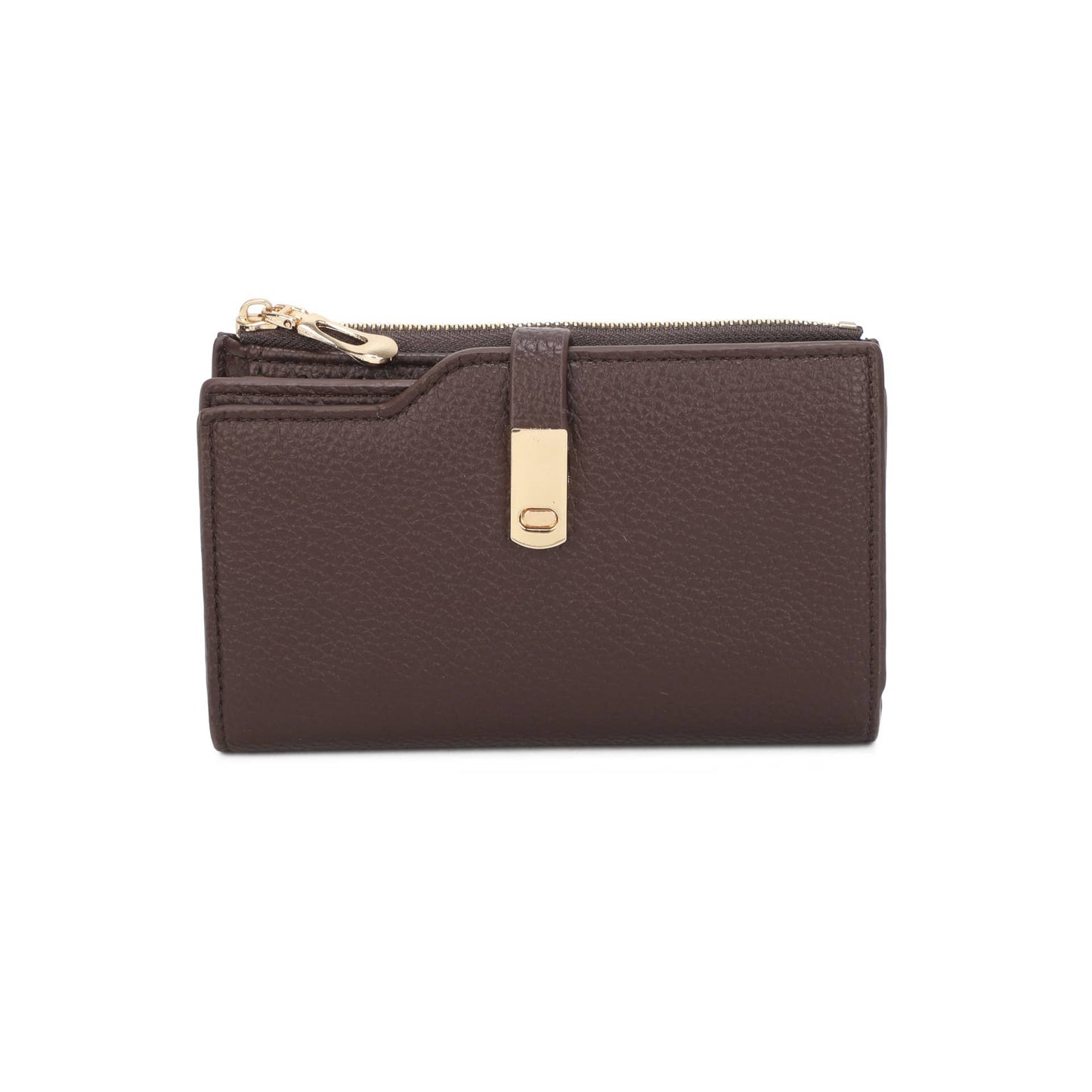 RFID Folded Bifold Wallet with Card Slots, Zip Pocket & Photo ID Windows