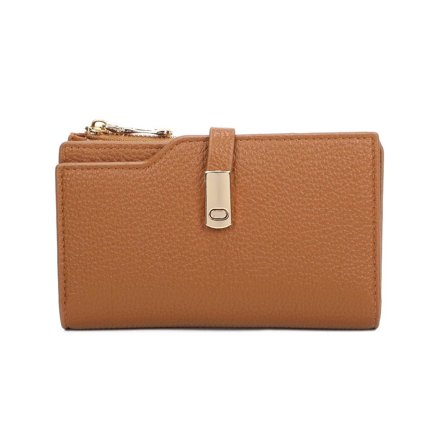 RFID Folded Bifold Wallet with Card Slots, Zip Pocket & Photo ID Windows