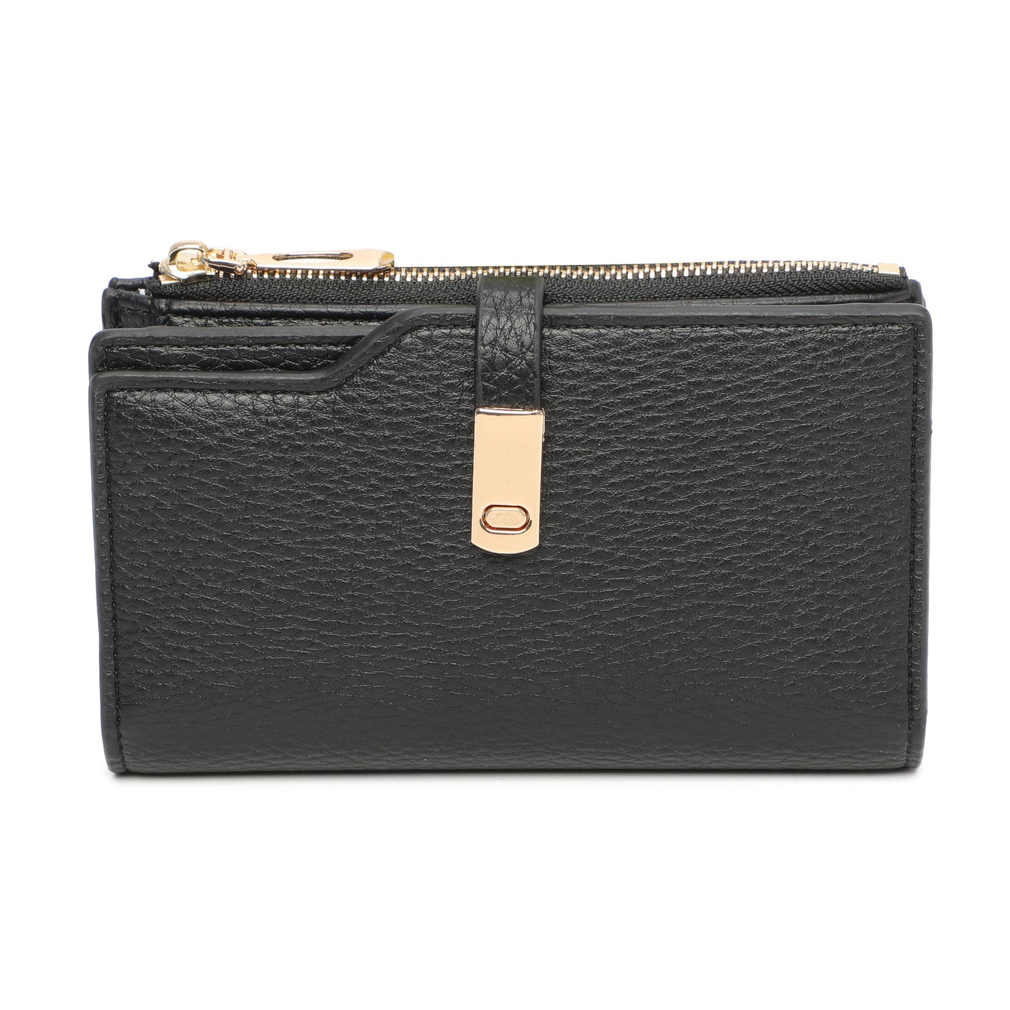 RFID Folded Bifold Wallet with Card Slots, Zip Pocket & Photo ID Windows