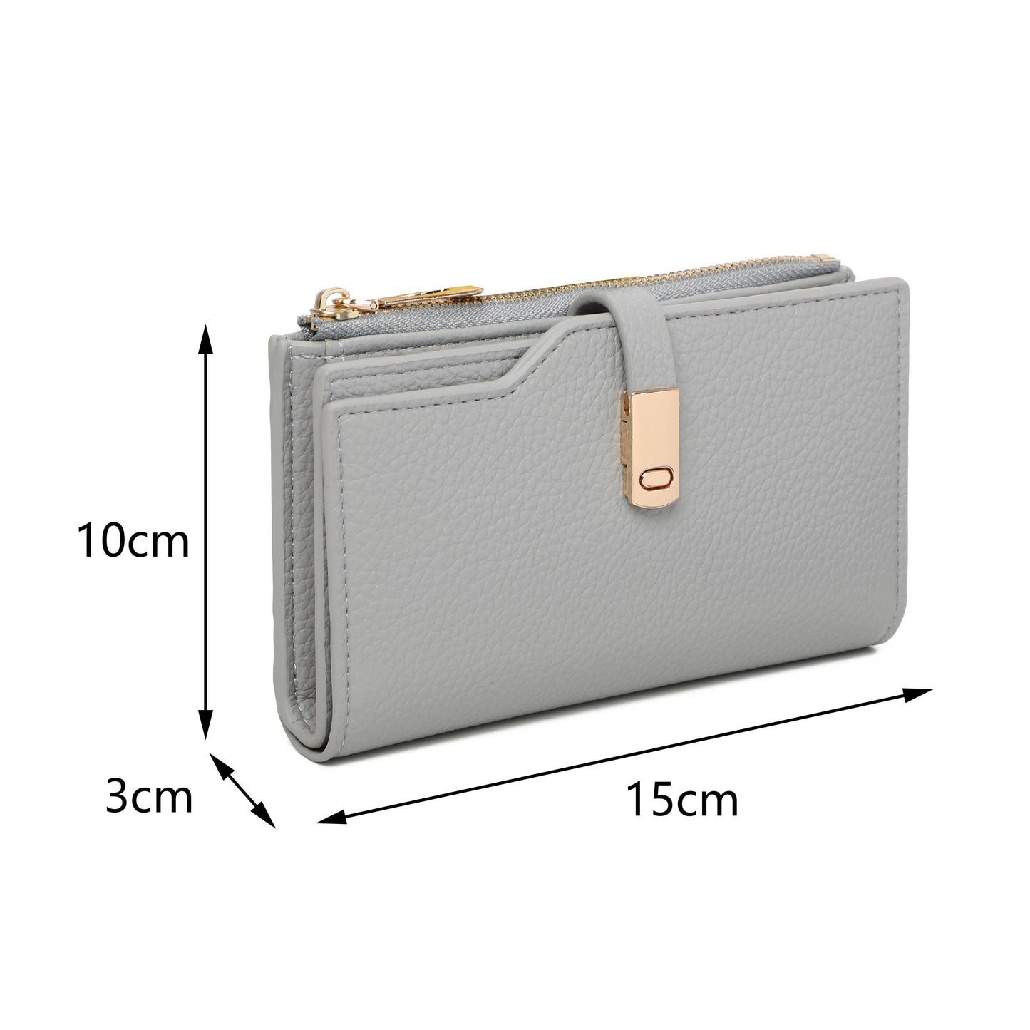 RFID Folded Bifold Wallet with Card Slots, Zip Pocket & Photo ID Windows