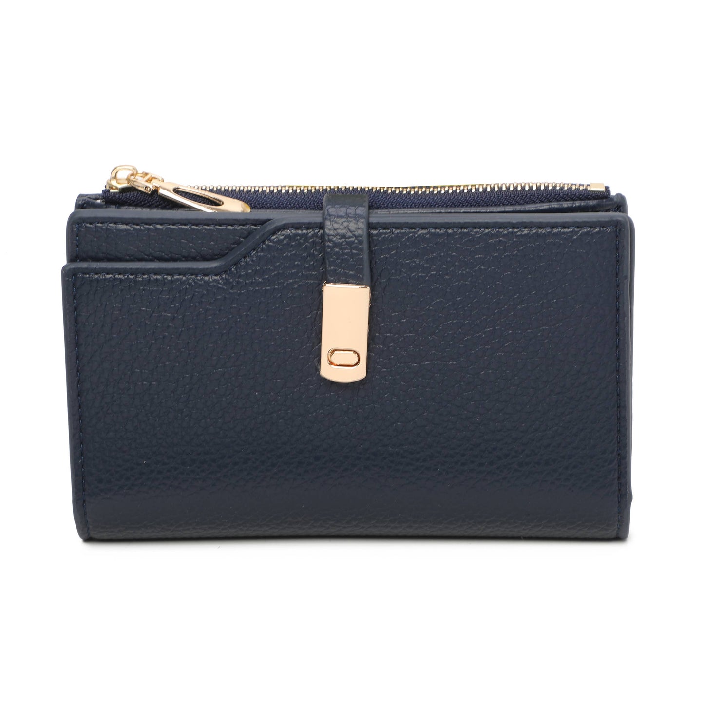RFID Folded Bifold Wallet with Card Slots, Zip Pocket & Photo ID Windows