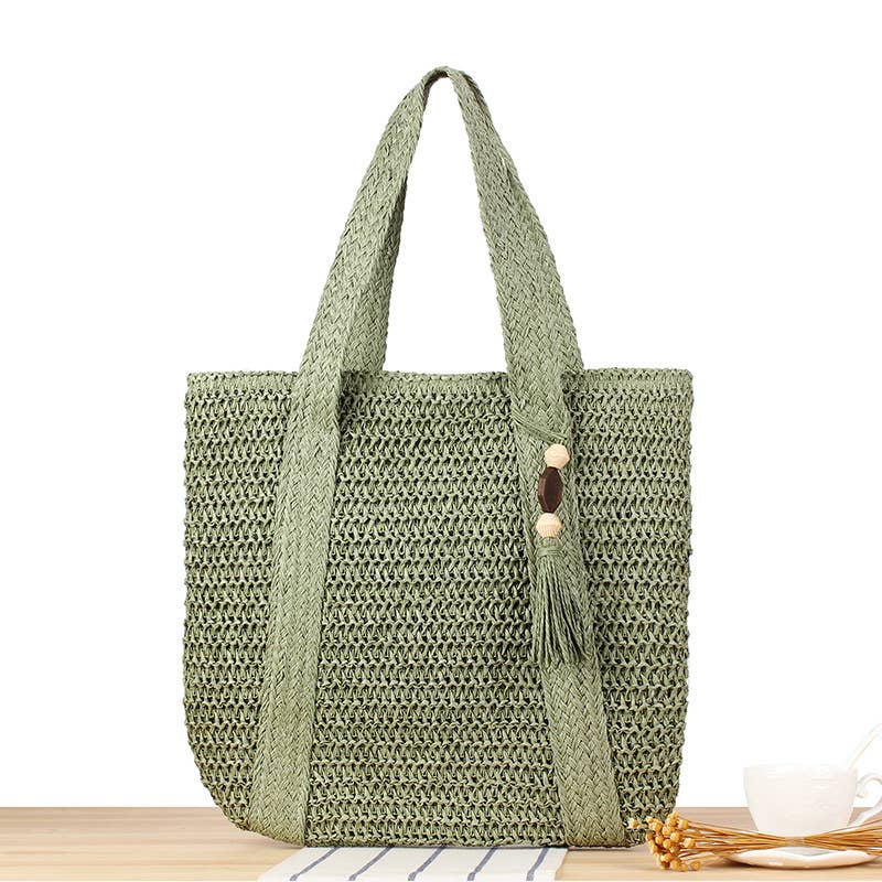 Large Paper Straw Tote Bag | Summer Beach Shoulder Bag