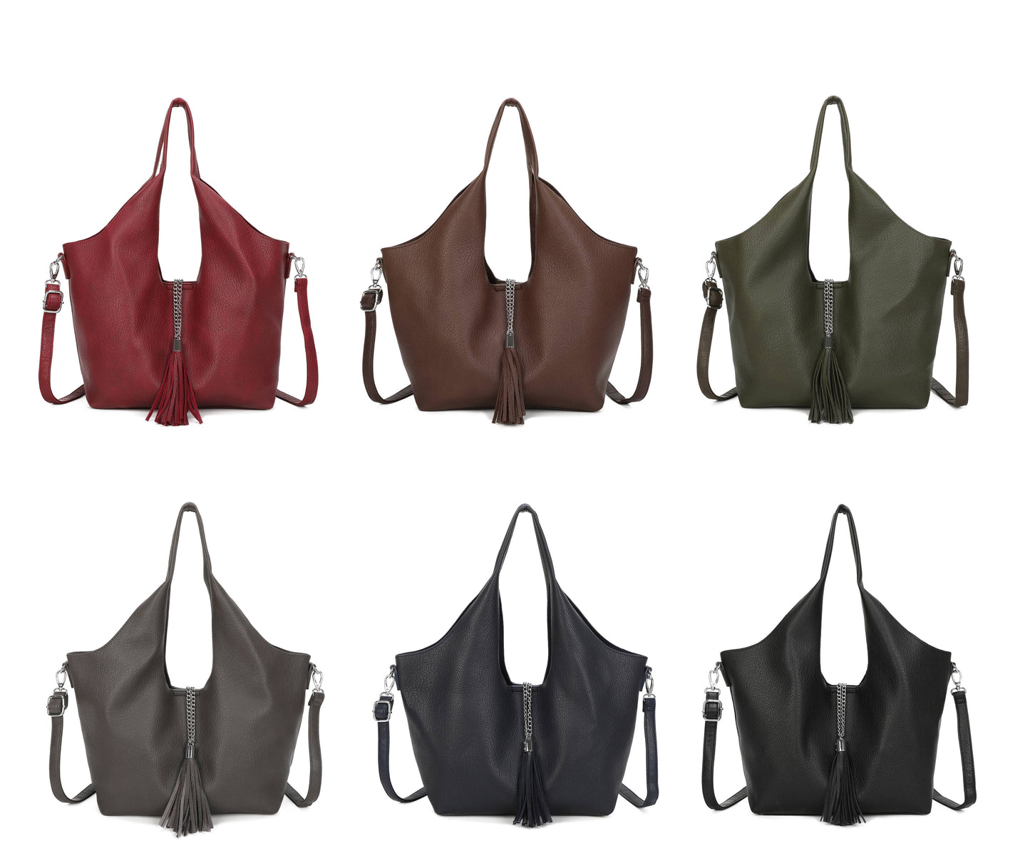 Slouchy Tote Bag with Matching Pouch & Detachable Shoulder Strap