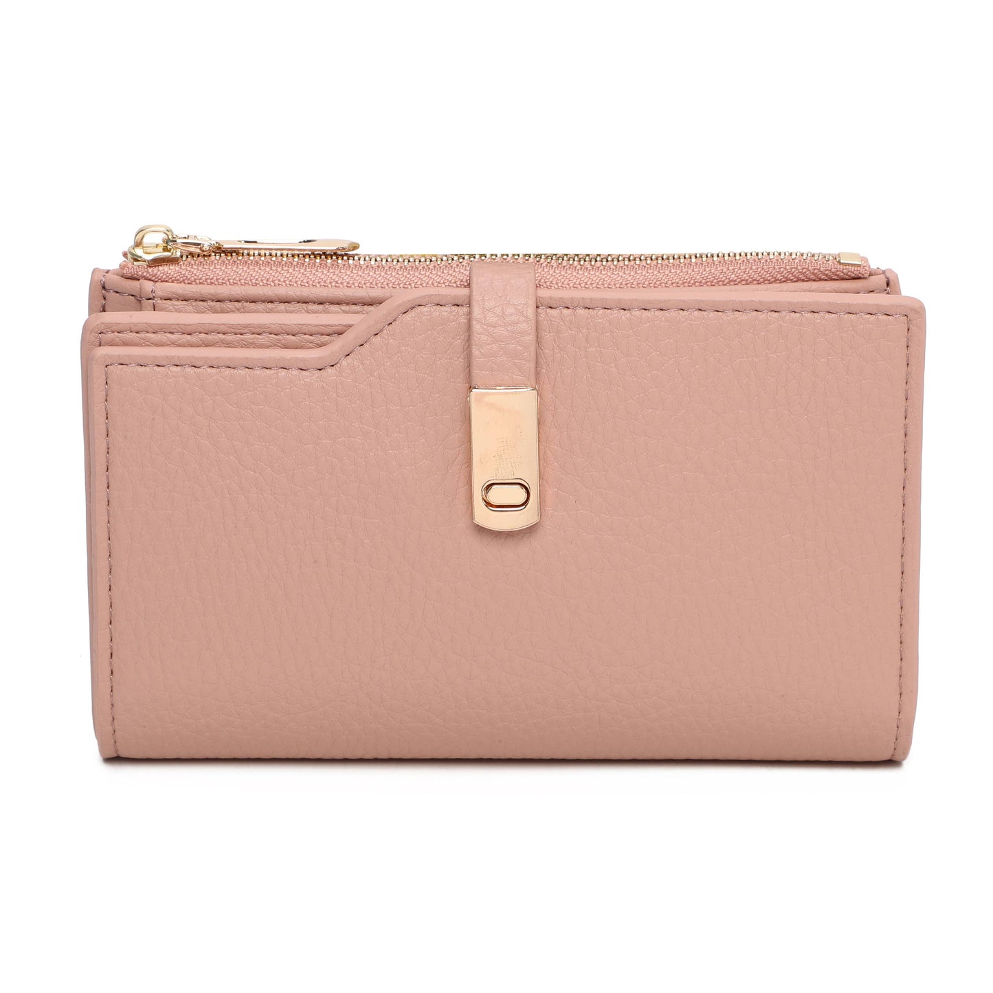 RFID Folded Bifold Wallet with Card Slots, Zip Pocket & Photo ID Windows