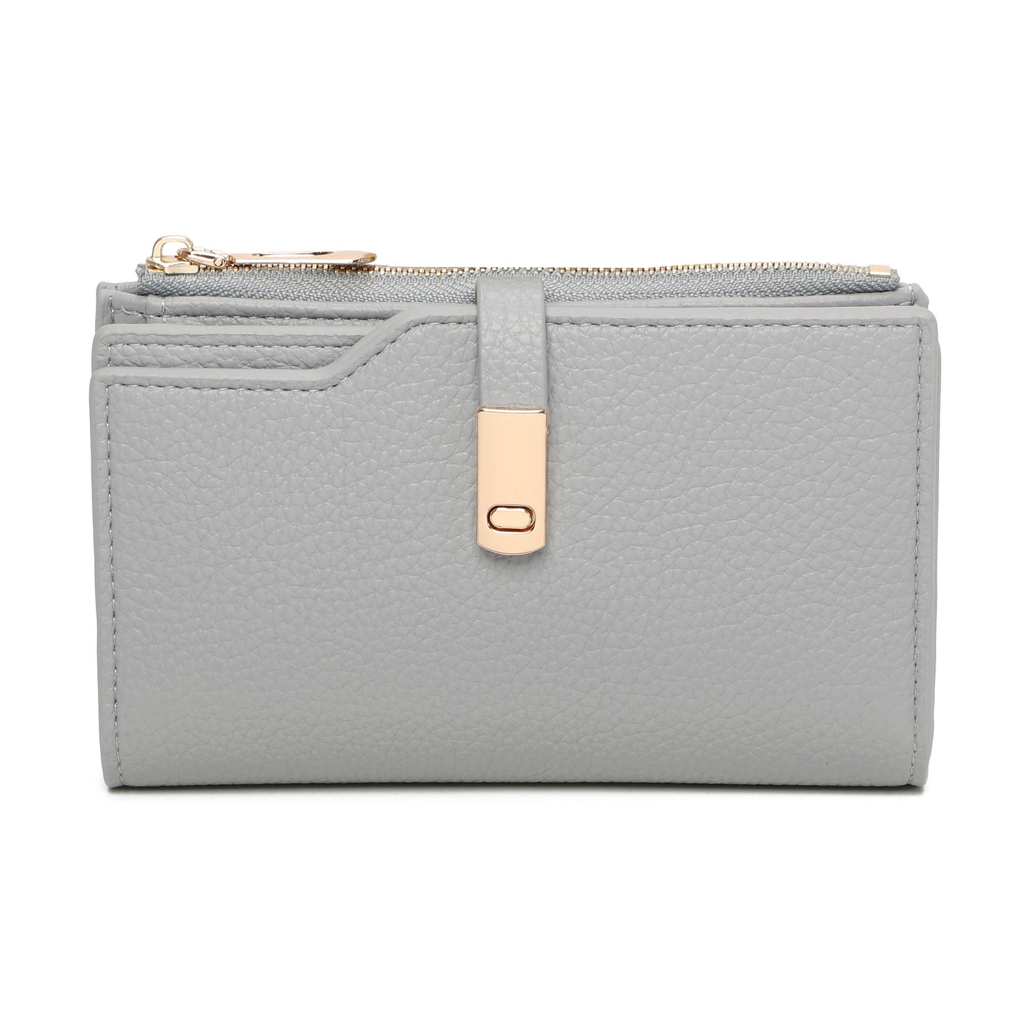 RFID Folded Bifold Wallet with Card Slots, Zip Pocket & Photo ID Windows