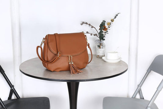 Faux Leather Crossbody Bag with Tassel Detail | Everyday Shoulder Bag