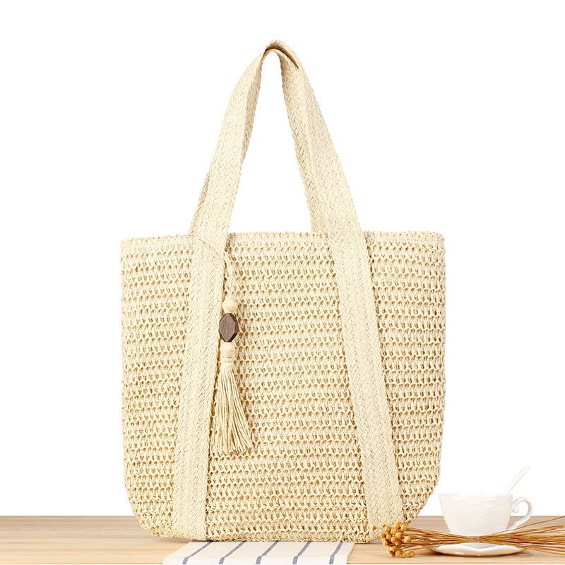 Large Paper Straw Tote Bag | Summer Beach Shoulder Bag