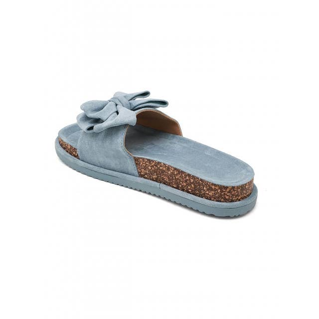 No Doubt Shoes - Women's Faux Suede Bow Platform Slide Sandals