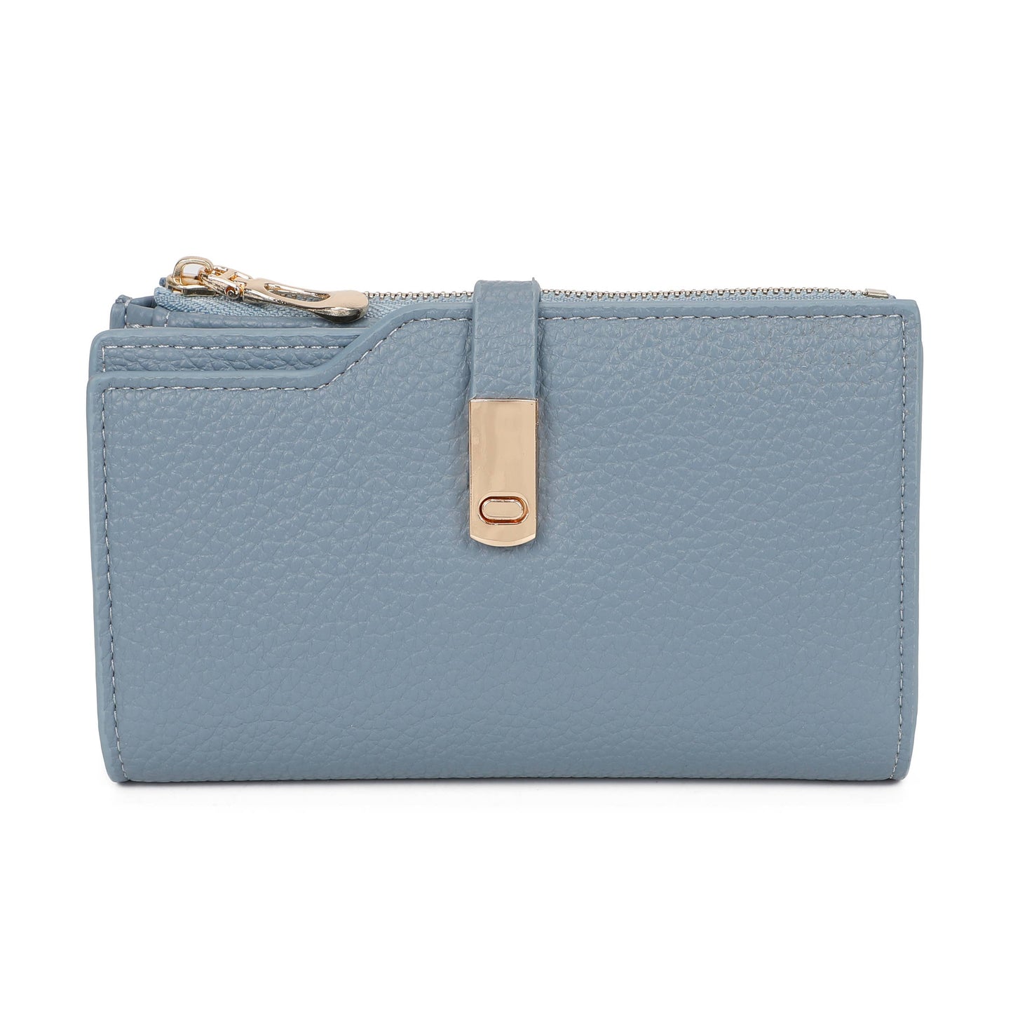 RFID Folded Bifold Wallet with Card Slots, Zip Pocket & Photo ID Windows